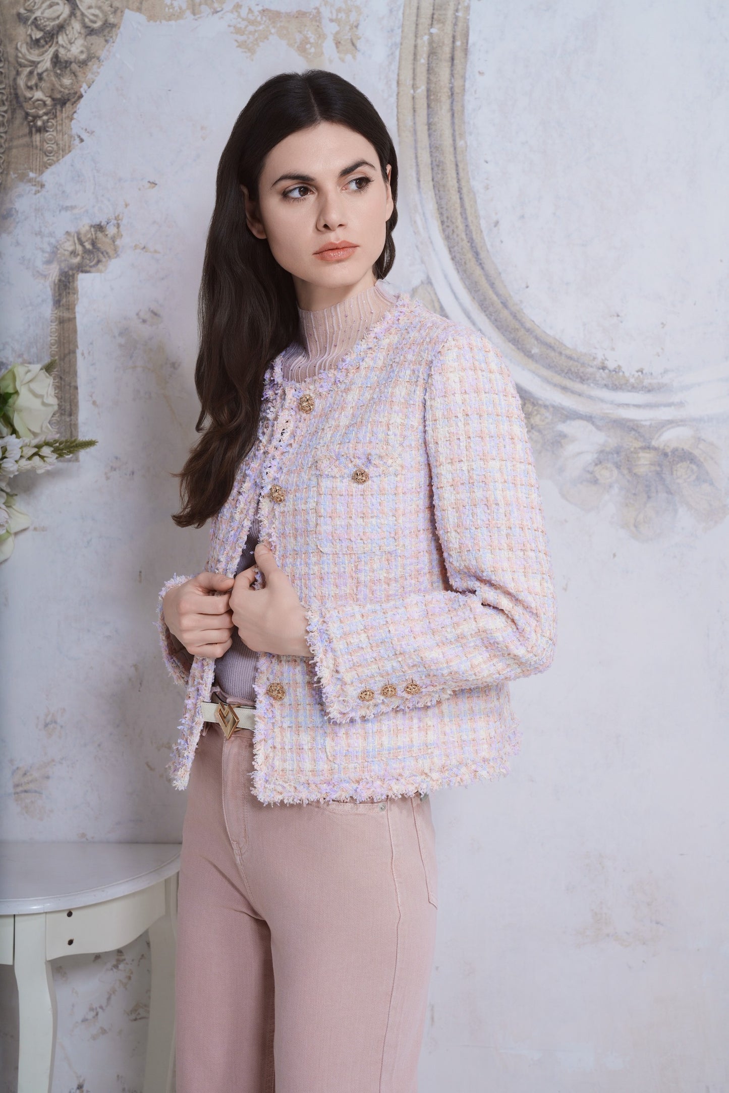 Giacca in tweed rosa