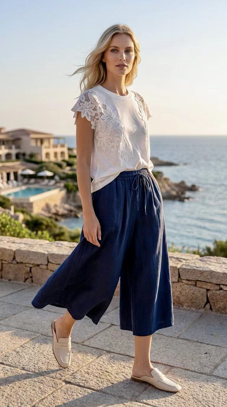 100% Linen · Capri Skirt Pants