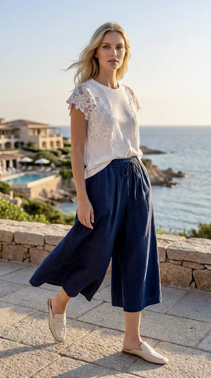 100% Linen · Capri Skirt Pants
