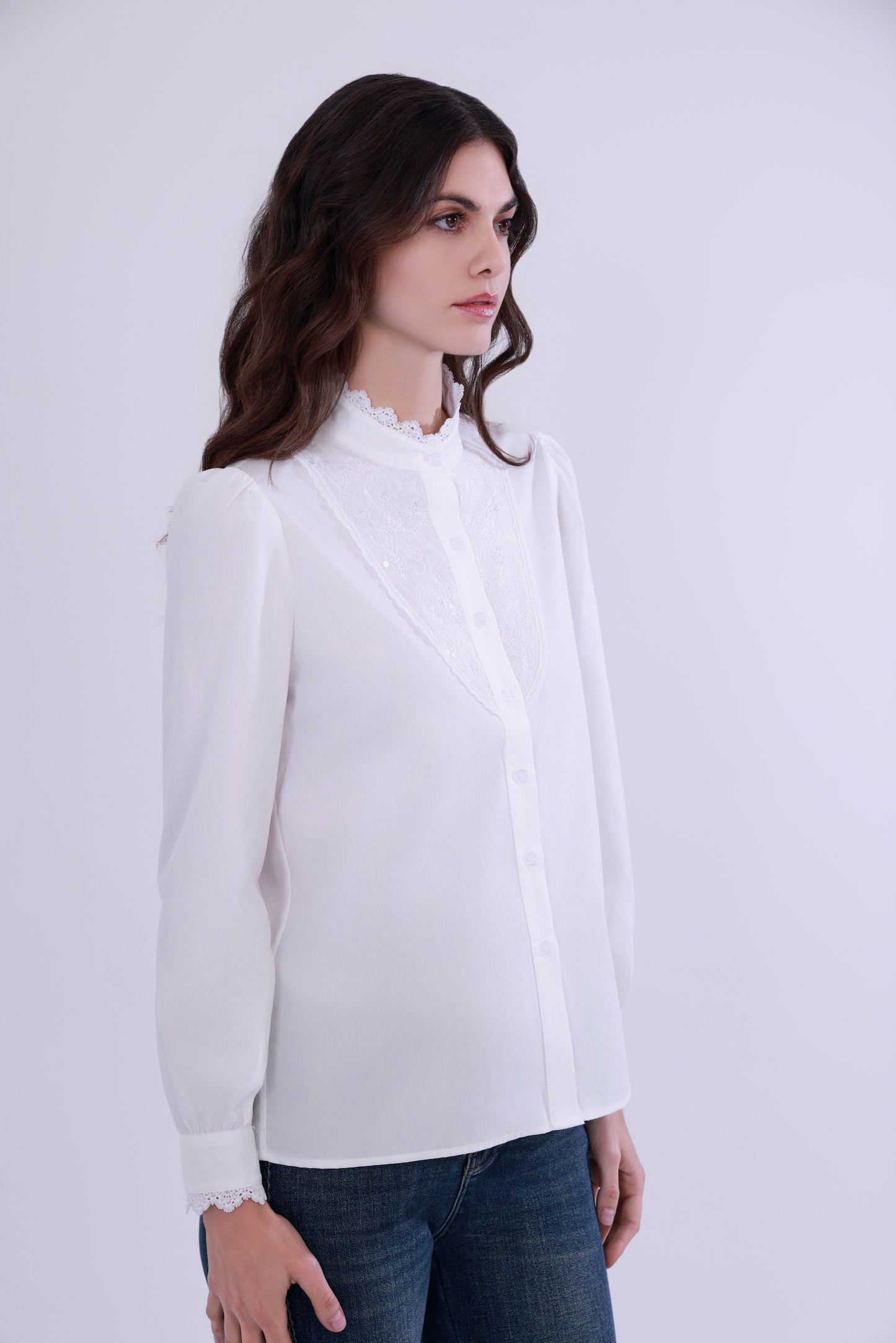 French palace style lace collar shirt