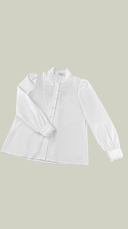 French palace style lace collar shirt