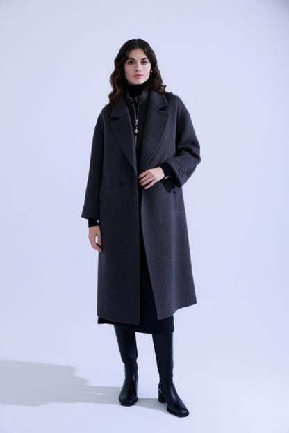 Camel wool blend two-piece coatt
