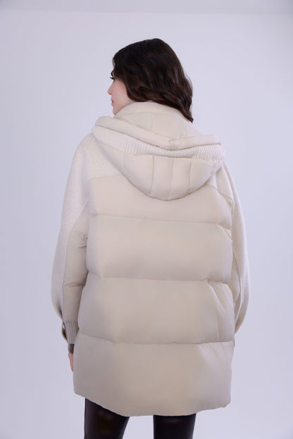  Wool & down mid-length coat