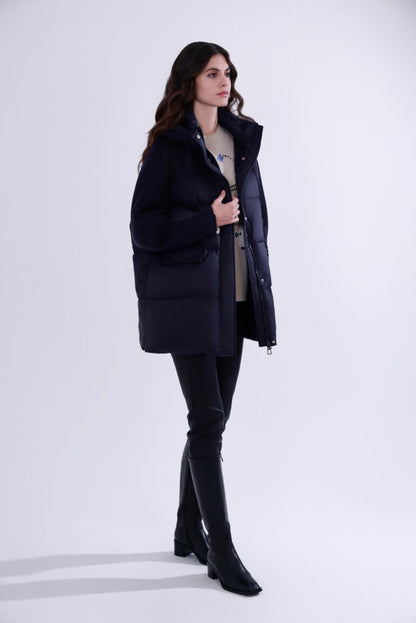  Wool & down mid-length coat