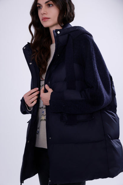  Wool & down mid-length coat