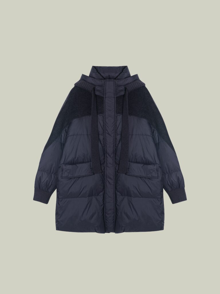  Wool & down mid-length coat