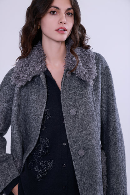  Toscana shearling trim wool-cashmere coat