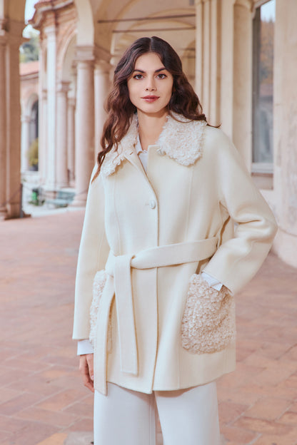  Toscana shearling trim wool-cashmere coat