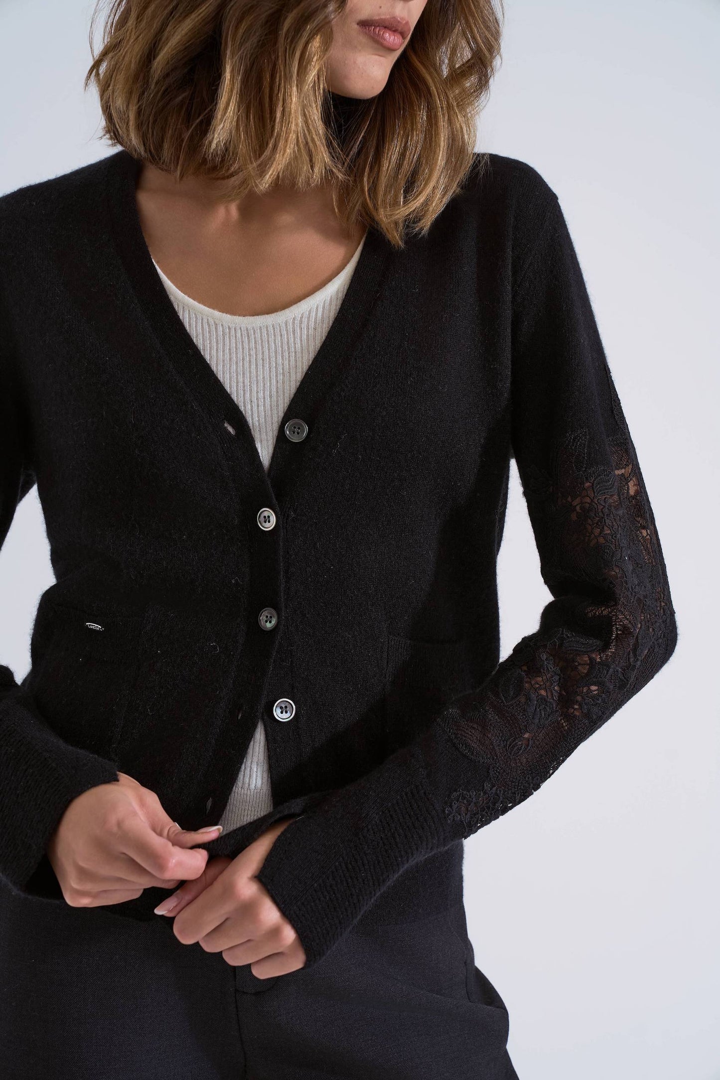 Lace cashmere cardigan