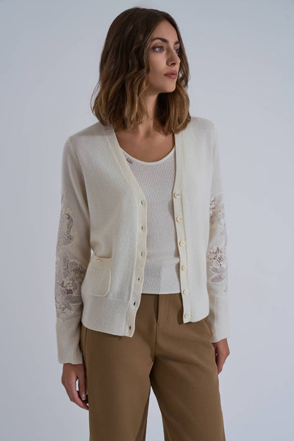 Lace cashmere cardigan