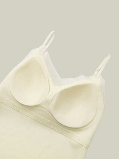 Top in seta e pizzo con schiena a effetto ali di farfalla