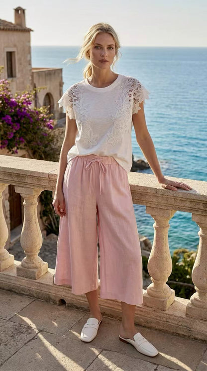 100% Linen · Capri Skirt Pants