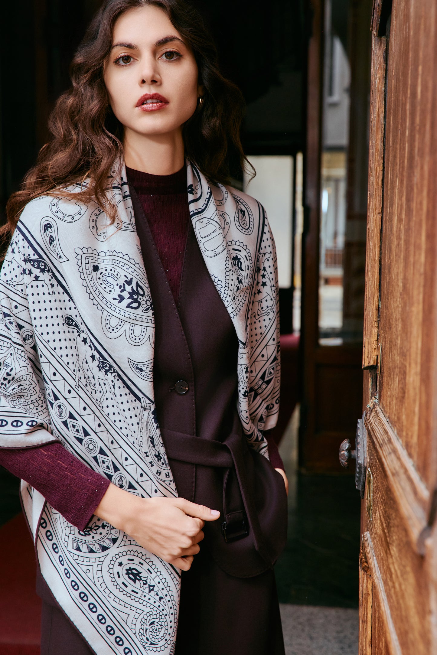 Foulard seta e lana stampa europea