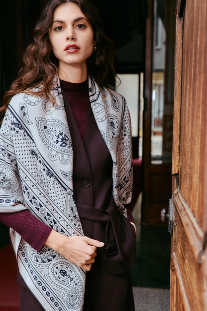 Foulard seta e lana stampa europea