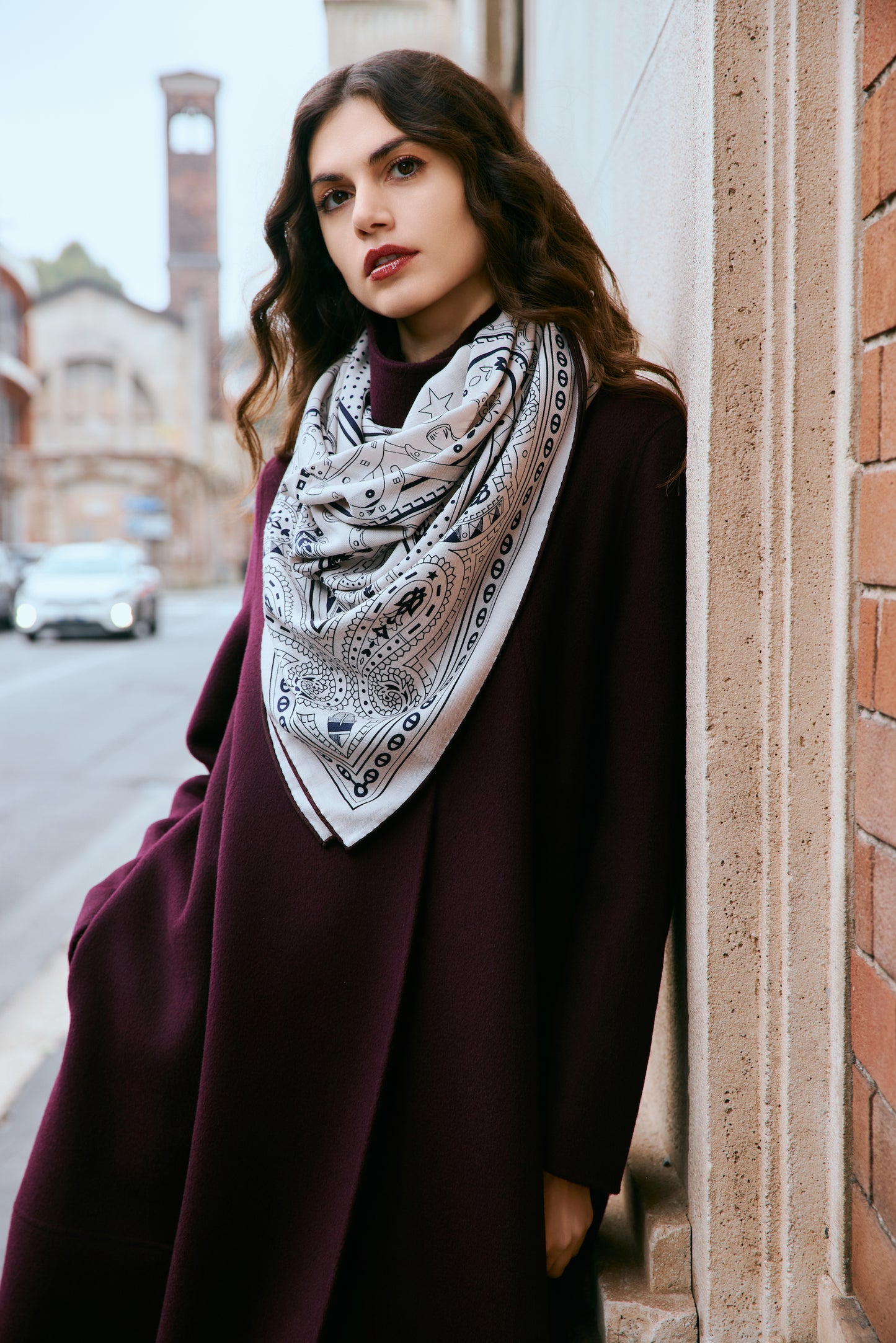 Foulard seta e lana stampa europea