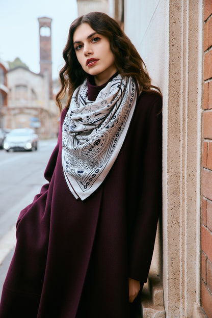 Foulard seta e lana stampa europea