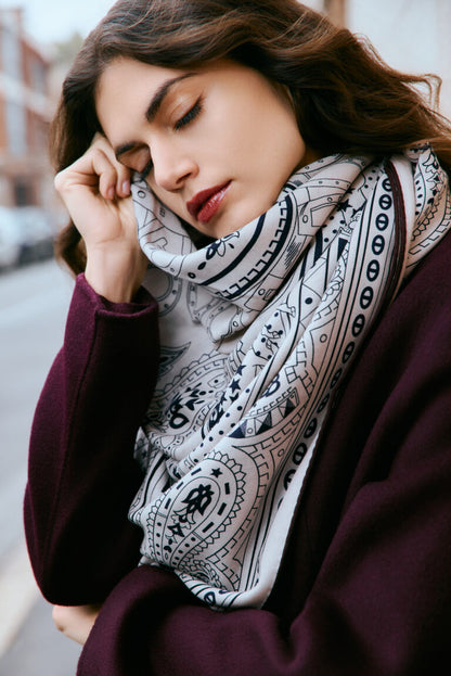 Foulard seta e lana stampa europea
