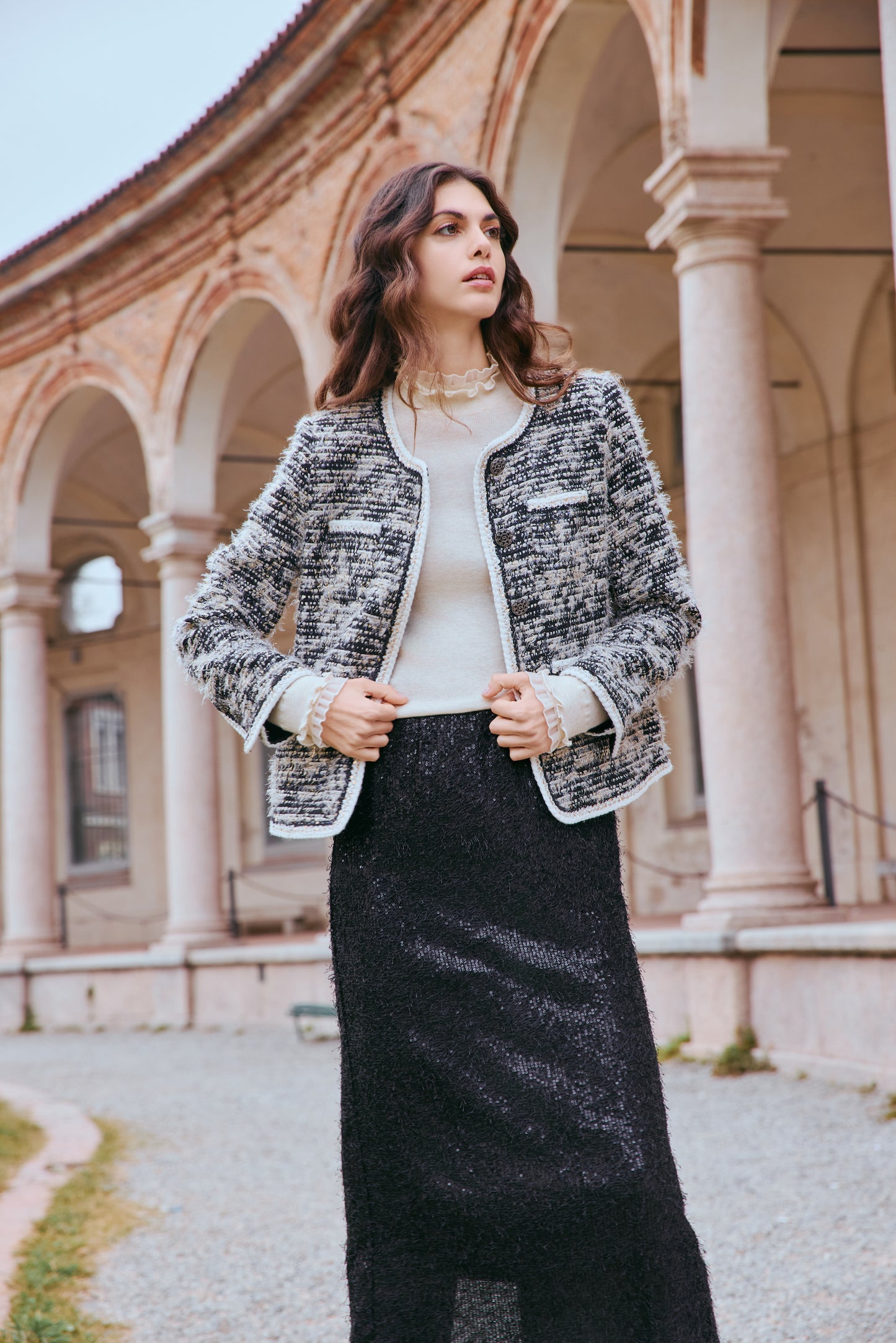 Black and gold tweed jacket