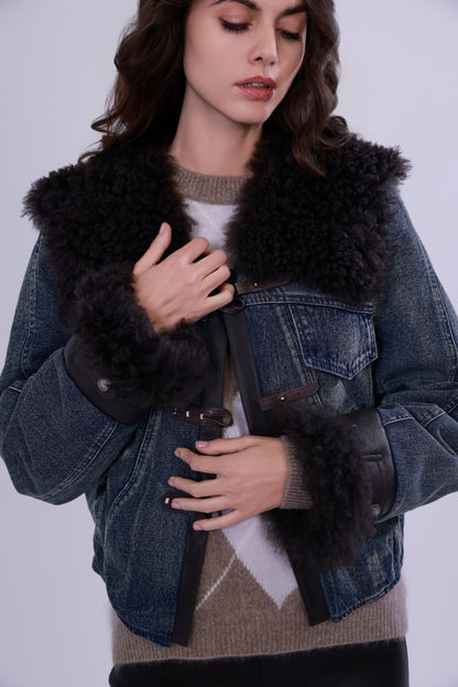  Denim down short jacket