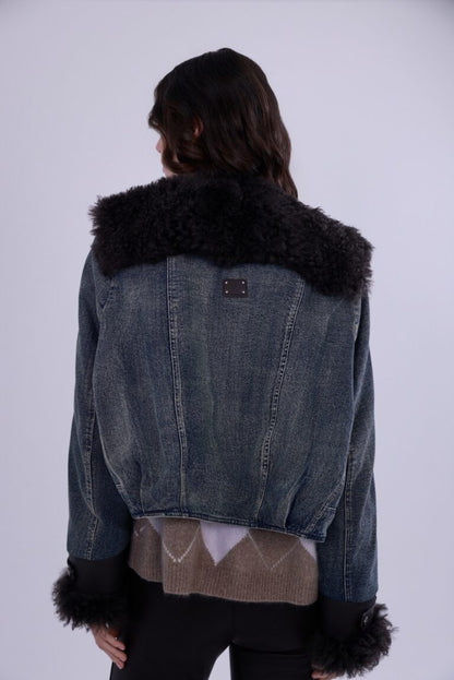  Denim down short jacket