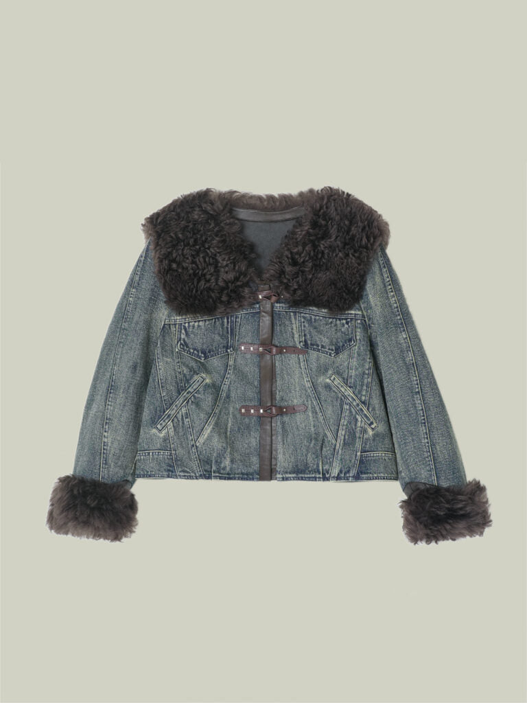  Denim down short jacket