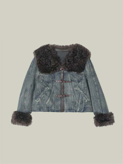  Denim down short jacket
