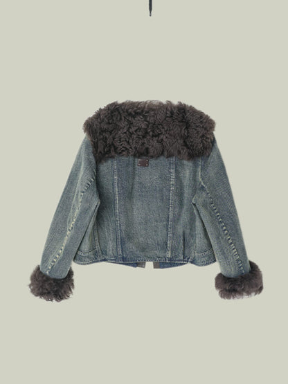  Denim down short jacket