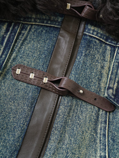  Denim down short jacket