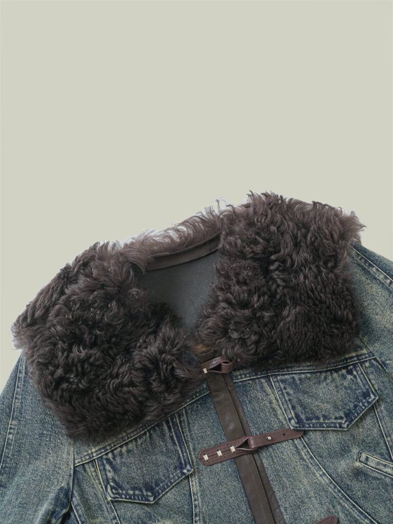  Denim down short jacket