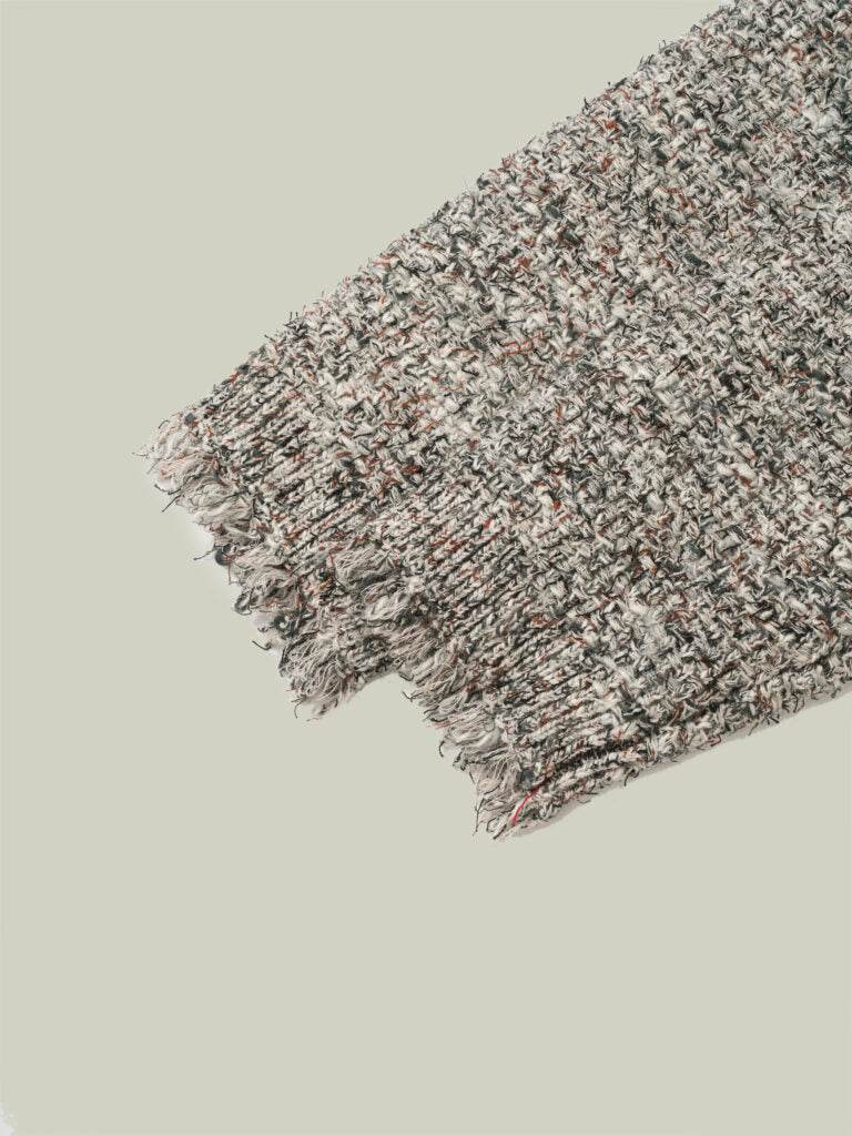  Tweed-inspired fringed yarn knit jacket