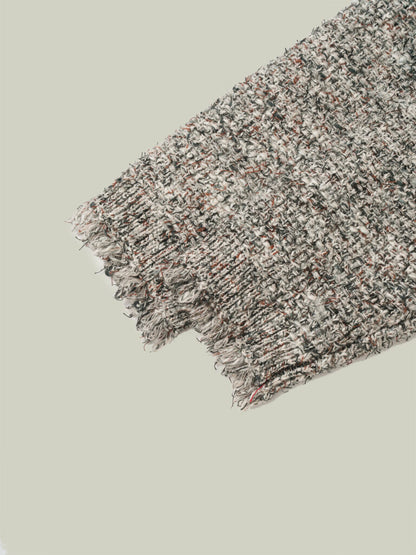 Tweed-inspired fringed yarn knit jacket