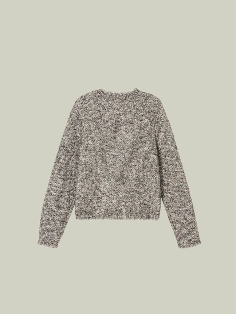  Tweed-inspired fringed yarn knit jacket