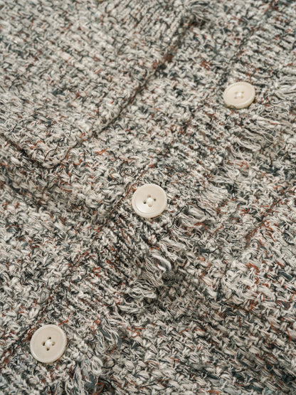  Tweed-inspired fringed yarn knit jacket