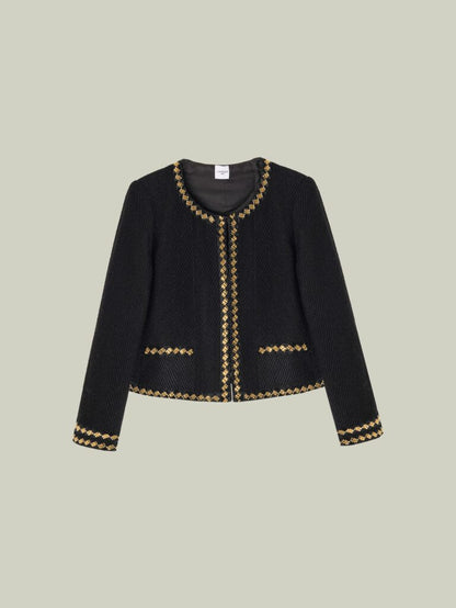 Wool jacket with gold beaded trim