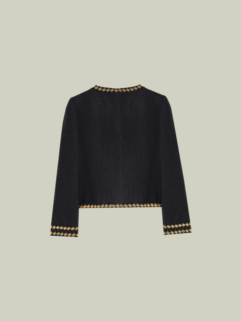 Wool jacket with gold beaded trim