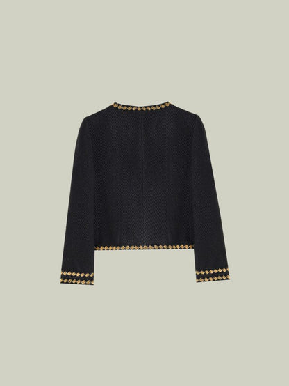 Wool jacket with gold beaded trim