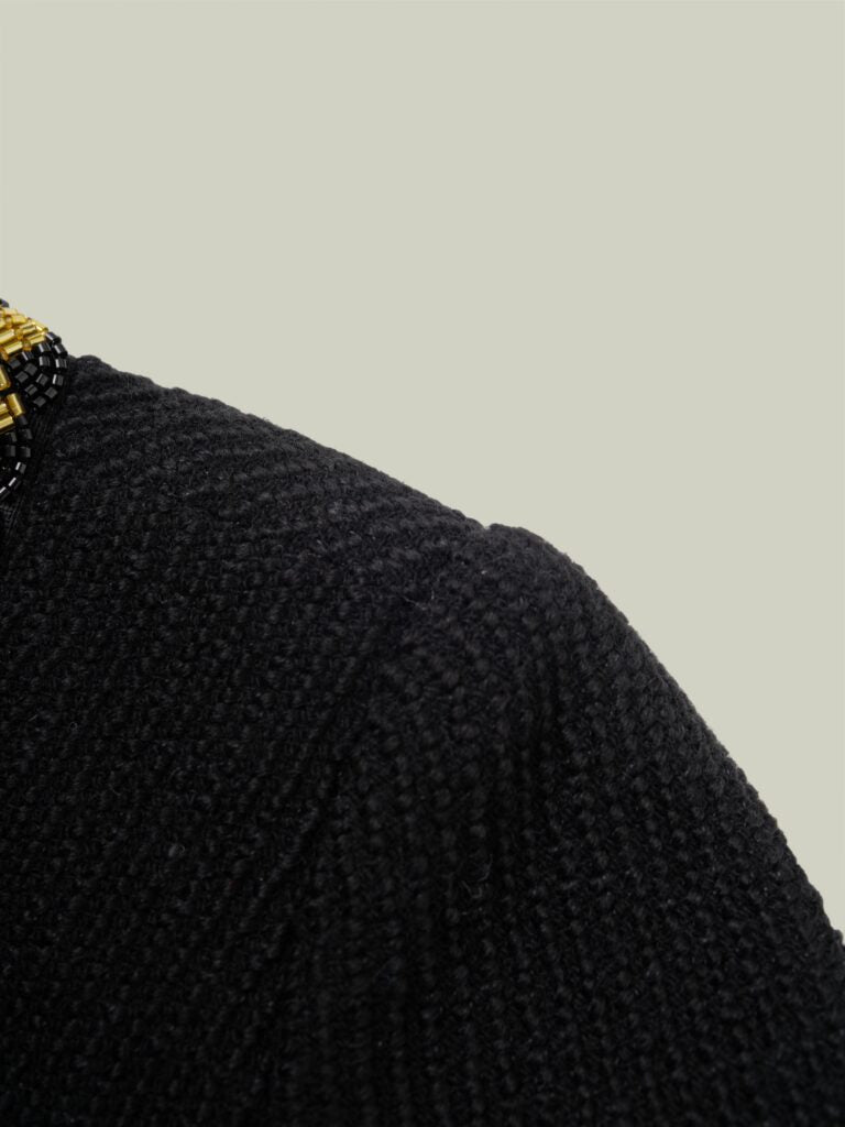 Wool jacket with gold beaded trim