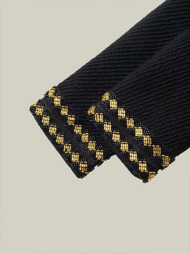 Wool jacket with gold beaded trim