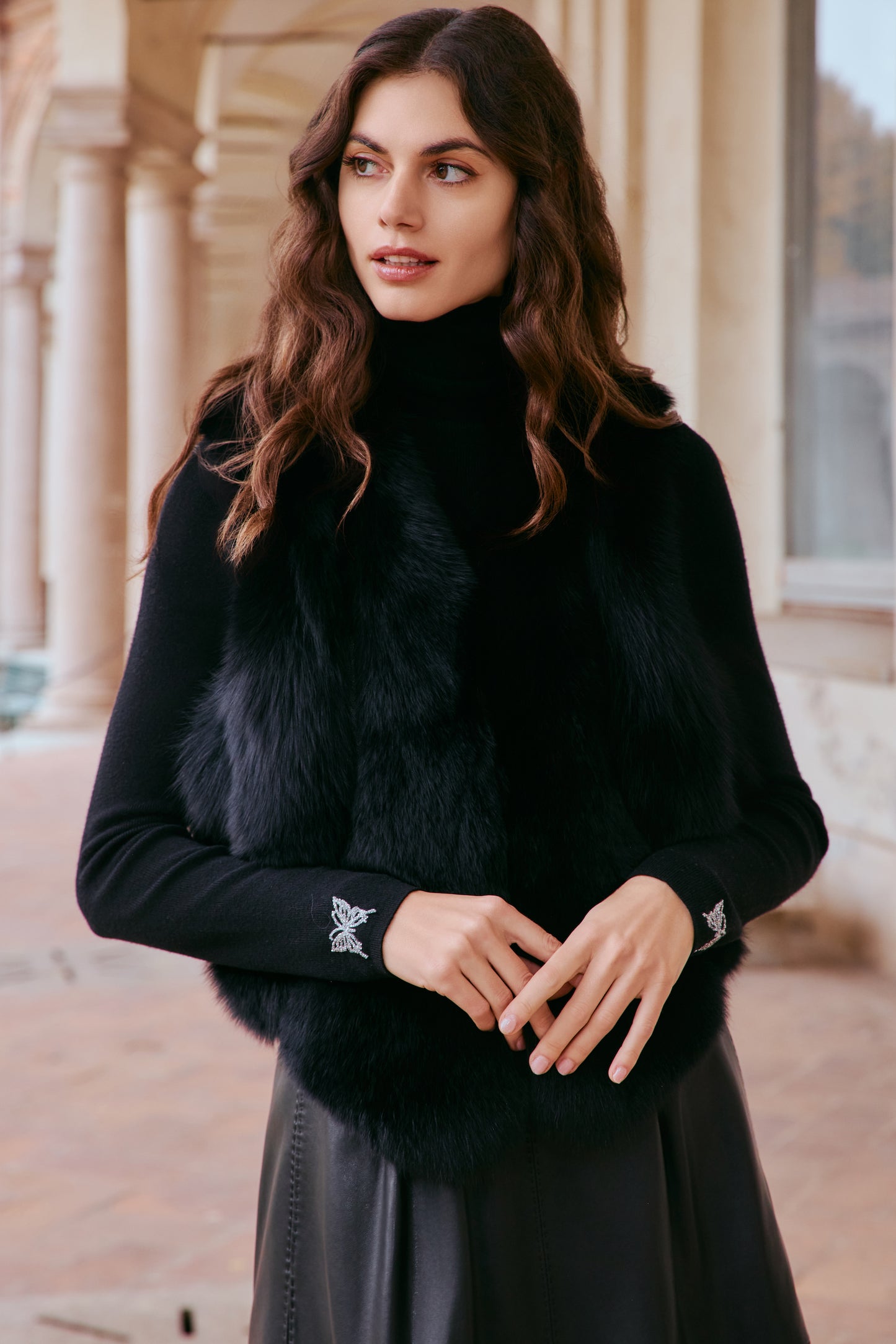 Premium full fox fur vest