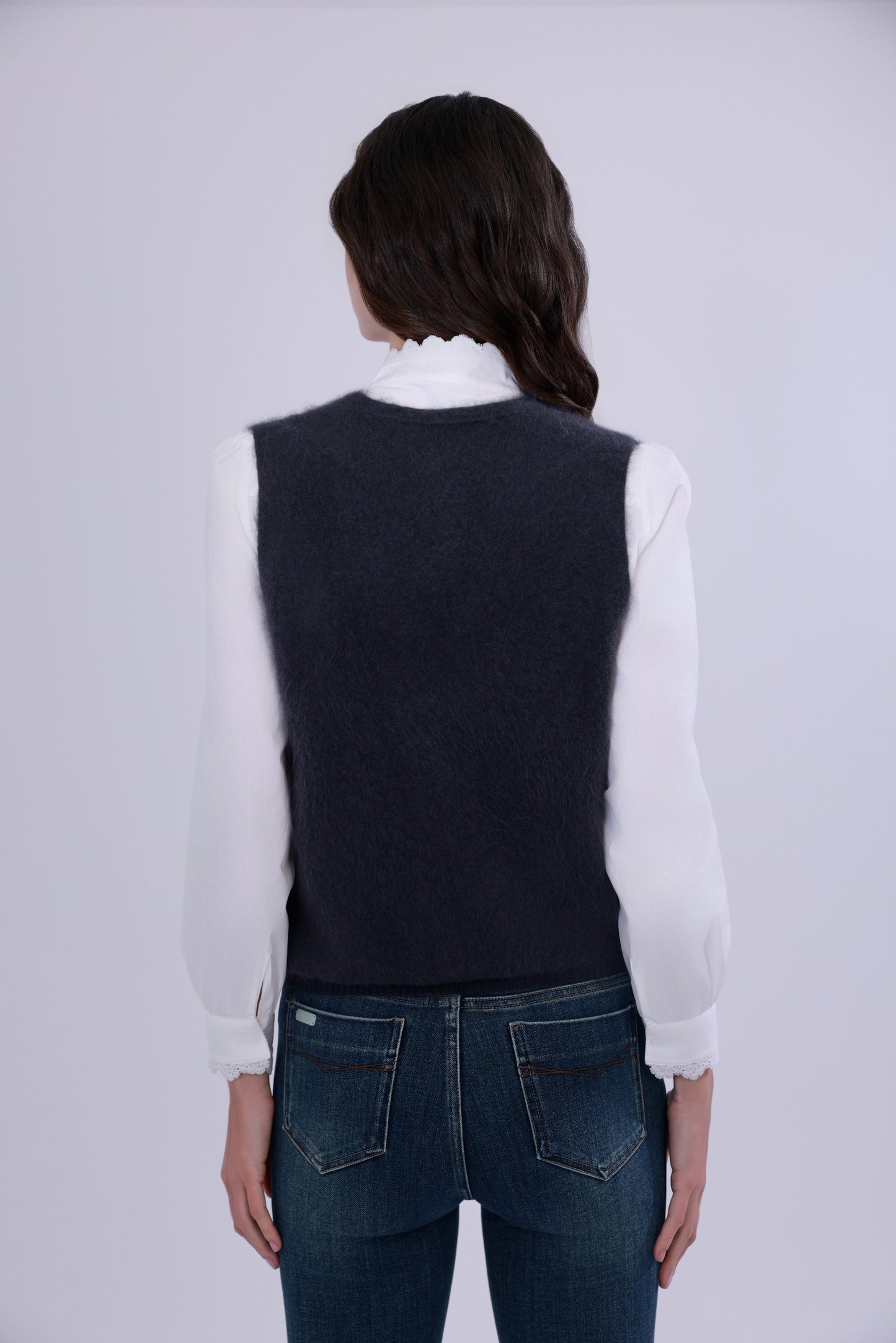 Wool vest with handcrafted details