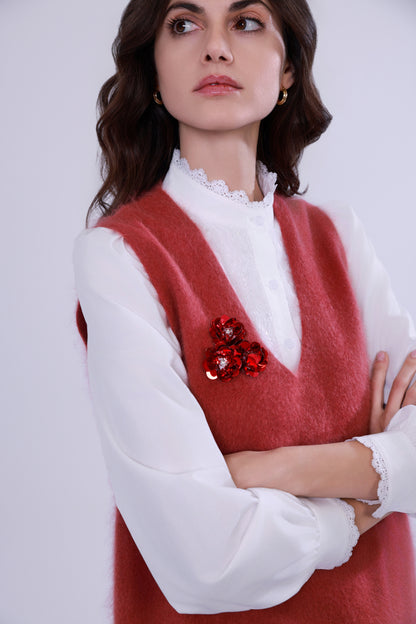 Wool vest with handcrafted details