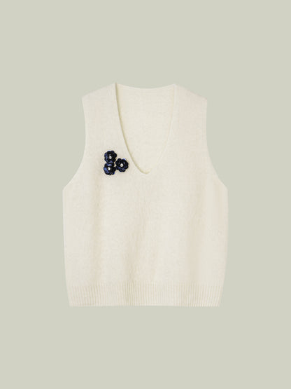 Wool vest with handcrafted details