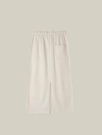  Wool blend drawstring midi skirt
