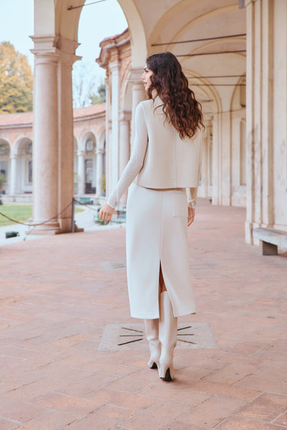  Wool blend drawstring midi skirt