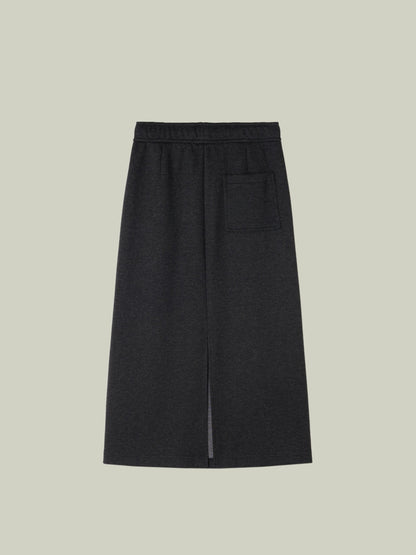  Wool blend drawstring midi skirt