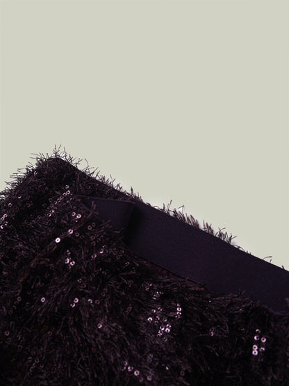 Gonna midi con paillettes e frange