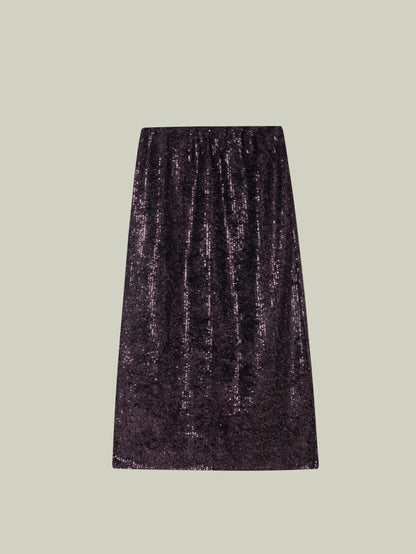Gonna midi con paillettes e frange