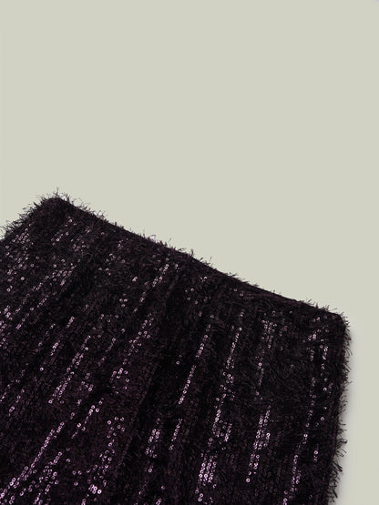 Gonna midi con paillettes e frange