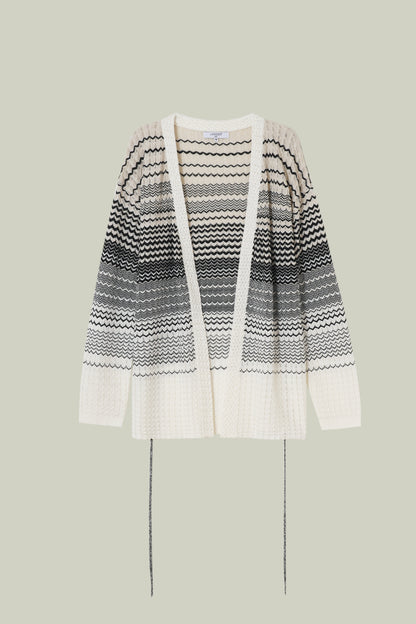 Gradient wave-knit cardigan
