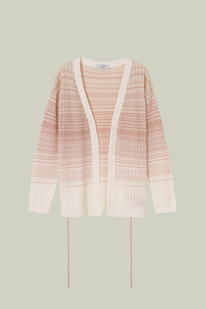 Gradient wave-knit cardigan